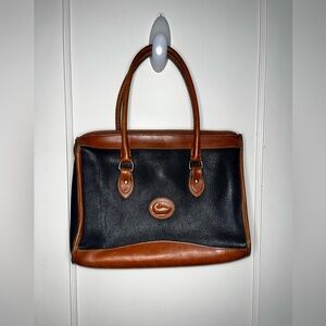 Vintage DOONEY & BOURKE Black Brown All Weather Leather Bag Handbag Purse